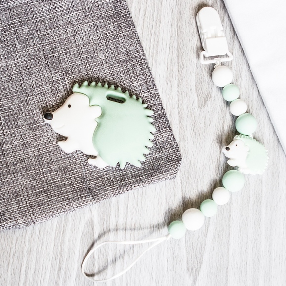 Green Hedgehog Teether, Non-Toxic Silicone Teether - Picture 1 of 8